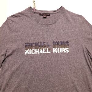 Michael Kors Casual Crew Neck Short Sleeve Graphic Shirt Mens Size Large L Gray